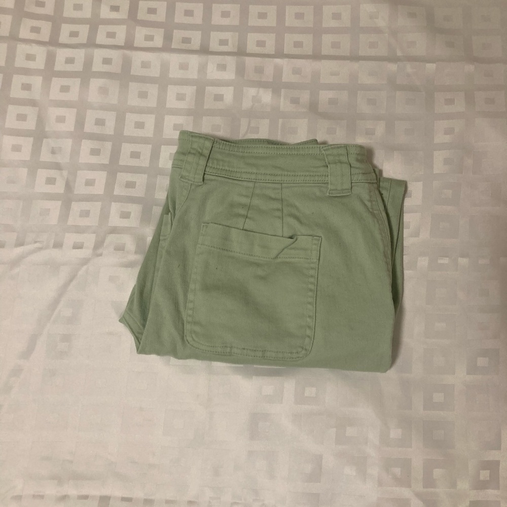 Light green straight leg jeans